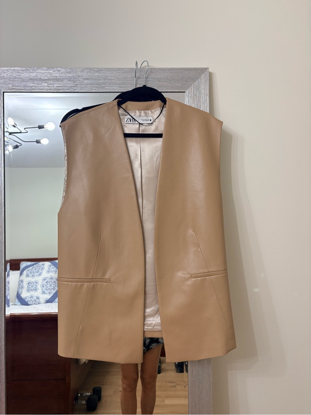 Zara Camel Faux Leather Sleeveless Vest